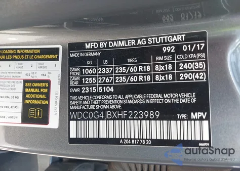 2017 Mercedes-Benz Glc 300 z USA, uszkodzony, nr VIN WDC0G4JBXHF223989